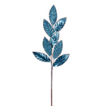 Vickerman RG220732 27.5" Baby Blue Metallic Leaf Glitter Spray 3 Per Bag.