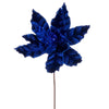 Vickerman RG221302 24" Blue Velvet Sequin Trim Poinsettia 3 Per Bag.