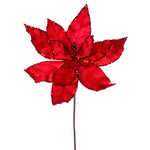 Vickerman RG221303 24" Red Velvet Sequin Trim Poinsettia 3 Per Bag.