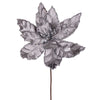 Vickerman RG221307 24" Silver Velvet Sequin Trim Poinsettia 3 Per Bag.