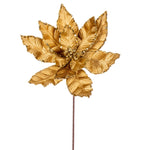 Vickerman RG221308 24" Gold Velvet Sequin Trim Poinsettia 3 Per Bag.