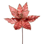 Vickerman RG221358 24" Rose Gold Velvet Sequin Trim Poinsettia 3 Per Bag.