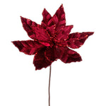 Vickerman RG221365 24" Burgundy Velvet Sequin Trim Poinsettia 3 Per Bag.