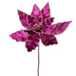 Vickerman RG221370 24" Purple Velvet Sequin Trim Poinsettia 3 Per Bag.