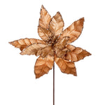 Vickerman RG221376 24" Mocha Velvet Sequin Trim Poinsettia 3 Per Bag.