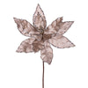 Vickerman RG221387 24" Pewter Velvet Sequin Trim Poinsettia 3 Per Bag.