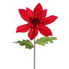 Vickerman RG223103 22" Red Velvet Glitter Trim Poinsettia 6 Per Bag.