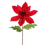 Vickerman RG223103 22" Red Velvet Glitter Trim Poinsettia 6 Per Bag.