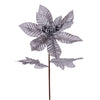 Vickerman RG223107 22" Silver Velvet Glitter Trim Poinsettia 6 Per Bag.