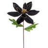 Vickerman RG223117 22" Black Velvet Glitter Trim Poinsettia 6 Per Bag.