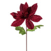 Vickerman RG223165 22" Burgundy Velvet Glitter Trim Poinsettia 6 Per Bag.