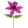 Vickerman RG223170 22" Purple Velvet Glitter Trim Poinsettia 6 Per Bag.