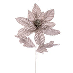 Vickerman RG223187 22" Pewter Velvet Glitter Trim Poinsettia 6 Per Bag.