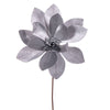 Vickerman RG223307 22" Silver Velvet Sheen Glitter Trim Poinsettia Stem 4 Per Bag.