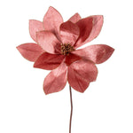 Vickerman RG223358 22" Rose Gold Velvet Sheen Glitter Trim Poinsettia Stem 4 Per Bag.