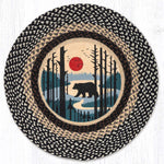 Earth Rugs Bear Scene Round Patch Rug – Hand-Braided Jute 27"x27" Rustic Wildlife Accent Mat