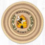 Earth Rugs Welcome Home Round Patch Rug – 27x27 Hand-Braided Jute Entry Mat with Cozy Text Design