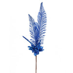 Vickerman RX192802 30" Blue Glitter Fern Berry Artificial Christmas Spray. Includes 2 Sprays Per Pack.