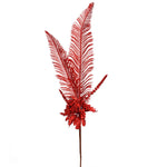 Vickerman RX192803 30" Red Glitter Fern Berry Artificial Christmas Spray. Includes 2 Sprays Per Pack.