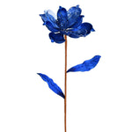 Vickerman RX193402 30" Blue Glitter Magnolia Artificial Christmas Spray. Includes 2 Sprays Per Pack.