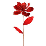 Vickerman RX193403 30" Red Glitter Magnolia Artificial Christmas Spray. Includes 2 Sprays Per Pack.