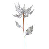 Vickerman RX193507 32" Silver Glitter Poinsettia Artificial Christmas Spray. Includes 2 Sprays Per Pack.