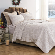 Rustic Cabin Bedding – Twin XL Holiday Quilt Set with Reindeer and Snowflake Motif
