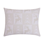 Greenland Home Fashions Reindeer Games Sham – Quilted Holiday Pillow Cover with Festive White Nordic Design