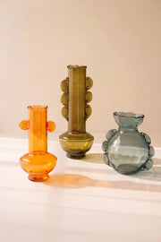 Set of 3 Multicolor Glass Vases With Retro Inspired Shapes 14