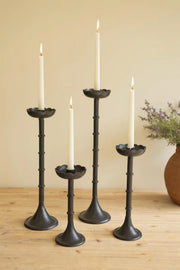 Set of 4 Cast Iron Floral Taper Candle Holders With Distressed Finish 20
