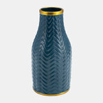 Sagebrook Home 15738-02 10" Chevron Vase, Teal