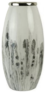 Sagebrook Home 16768-01 Glass, 18" Vase With Meta Ring, White