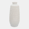 Sagebrook Home 16944-01 Ceramic, 15" Carved Vase, Beige