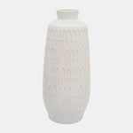 Sagebrook Home 16944-01 Ceramic, 15" Carved Vase, Beige
