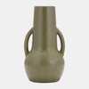 Sagebrook Home 17414-03 Ceramic, 8", Vase With Handles, Olive
