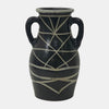 Sagebrook Home 17544-02 Terracotta, 14" Modern Eared Vase, Black