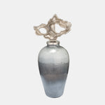 Sagebrook Home 17571-01 Metal, 18" Vase With Textured Lid, Gray/Silver