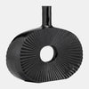 Sagebrook Home 17735 Metal, 10", Ridged Ova Open Cut Out Vase, Black
