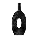 Sagebrook Home 17736 Metal, 15", Ridged Tal Ova Open Cut Out Vase, Black
