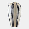 Sagebrook Home 17848-02 Glass, 20" Striped Vase, Black/White