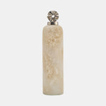 Sagebrook Home 17849-02 Glass, 18" Vase With Pinwhee Top, Ivory/Beige