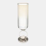 Sagebrook Home 17851-02 Glass, 21" Vase With Meta Base Stone Accent, Pearl