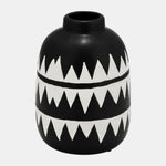 Sagebrook Home 17937-02 Ceramic, 9" Triba Flower Vase, Black/White