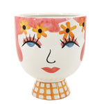 Sagebrook Home 17940 Ceramic, 7" Pretty Eyelash Flower Vase, Pink/White