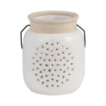 Sagebrook Home 18001-01 Ceramic, 6" Flower Cut Out Lantern, Ivory