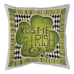 Lucky Charm Message Patio Pillow - 12"X12" Green &amp; Black Climaweave Polyester Decorative Accent by Manual Woodworkers