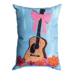 Manual Woodworkers and Weavers 18"x13" Climaweave Pillow – Guitar with Bows Design, Rectangular Musical Accent Cushion
