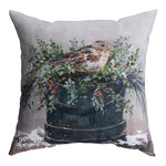 18" Climaweave Cushion – Brown Bird and Pot Nature Design by Manual Woodworkers