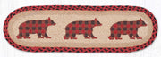 Buffalo Plaid Bear Oval Stair Tread for Cabin and Lodge Decor