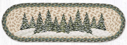 Earth Rugs Holiday Village Trees Rustic Christmas Oval Jute Stair Tread 27x8.25 Inch